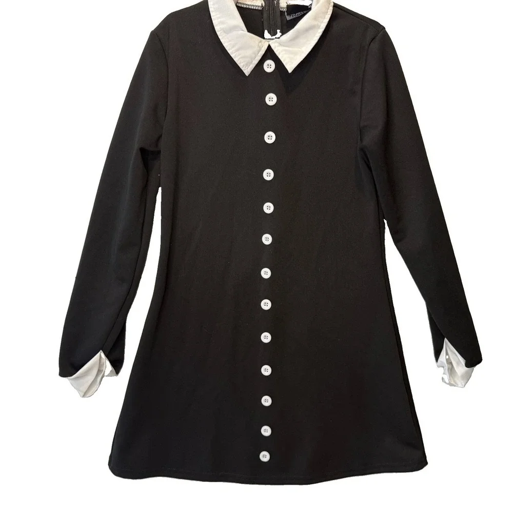 Spirit Halloween Girls Size Medium Wednesday Addams Costume Black With Buttons